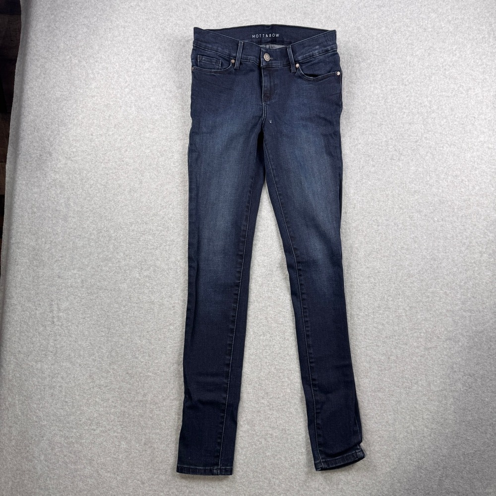 Mott & Bow Jeans Womens 25x30 /‎ Size 0 Dark Wash Mid Rise Skinny Stretch Denim